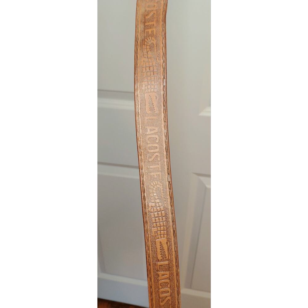 Vintage Lacoste Tooled Leather Western Belt Brown Croc Embossed Silver Buckle 38 - Picture 11 of 16